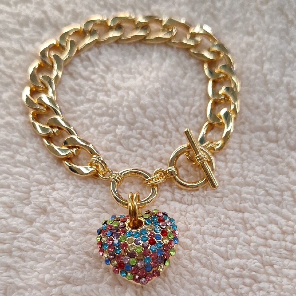 Gold Heart Charm Bracelet